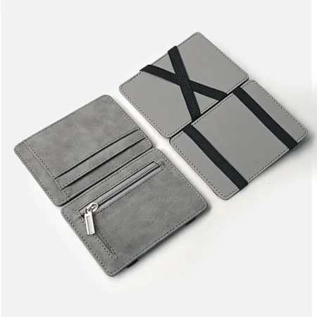 

Men Wallet Small Size Magic Band Solid Color Card Holder Coin Purse Business Cards Wallet Male Metal Clips Zipper Wallets Bags