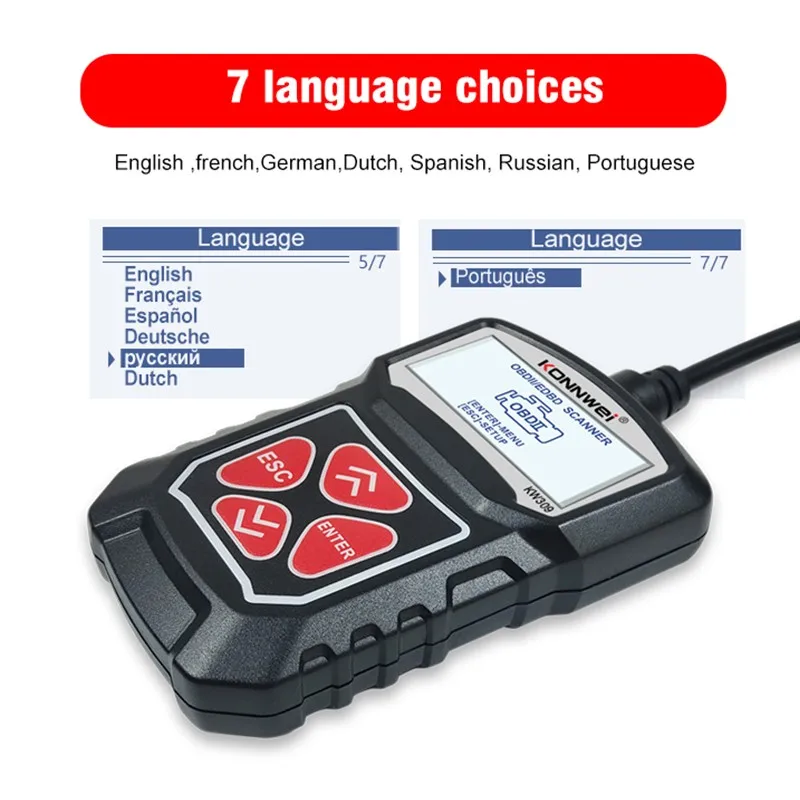 Универсальный сканер неисправностей автомобиля KW309 OBD2 быстрое сканирование