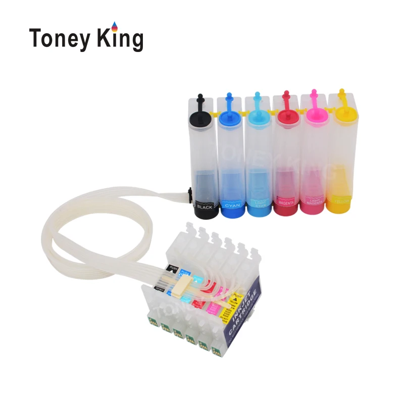 

Система подачи чернил СНПЧ Toney King для Epson T0821, резервуар для непрерывной подачи чернил для принтера Epson Stylus Photo T50, R290, R295, R390, RX590
