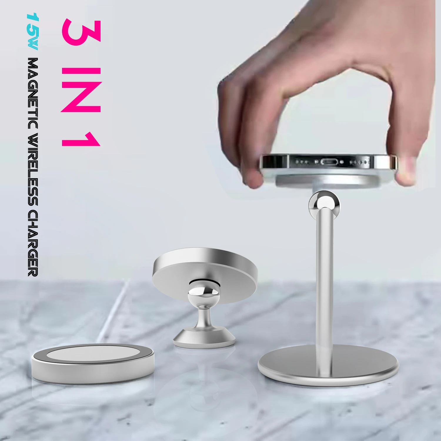 15w magnetic wireless charger qi 3 in 1 mag wireless car charger for iphone 13 12 pro max samsung huawei xiaomi free global shipping