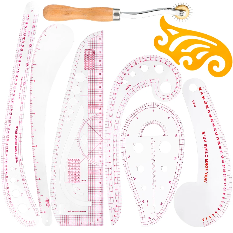 

Nonvor French Curve Ruler Sewing Tools Patchwork Rulers Set for Fabric Cutting Sewing Measure Template Metric Ruler DIY
