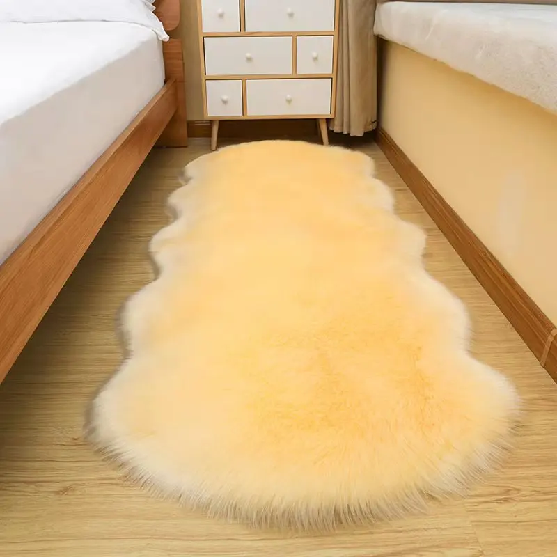 

Faux Fur Carpet Solid Irregular Mat Chair Seat Cover Soft Sofa Cushion Delicate Rugs For Bedroom Living Room
