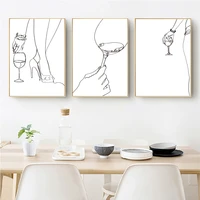 wine poster abstract woman body one line drawing prints wine lover bar decor gift minimalist kitchen wall art canvas paintings