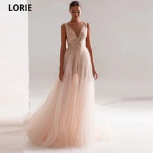 LORIE Vestidos De Noche largos con cuello en V profundo, tul, cristales brillantes, hasta el suelo (3)