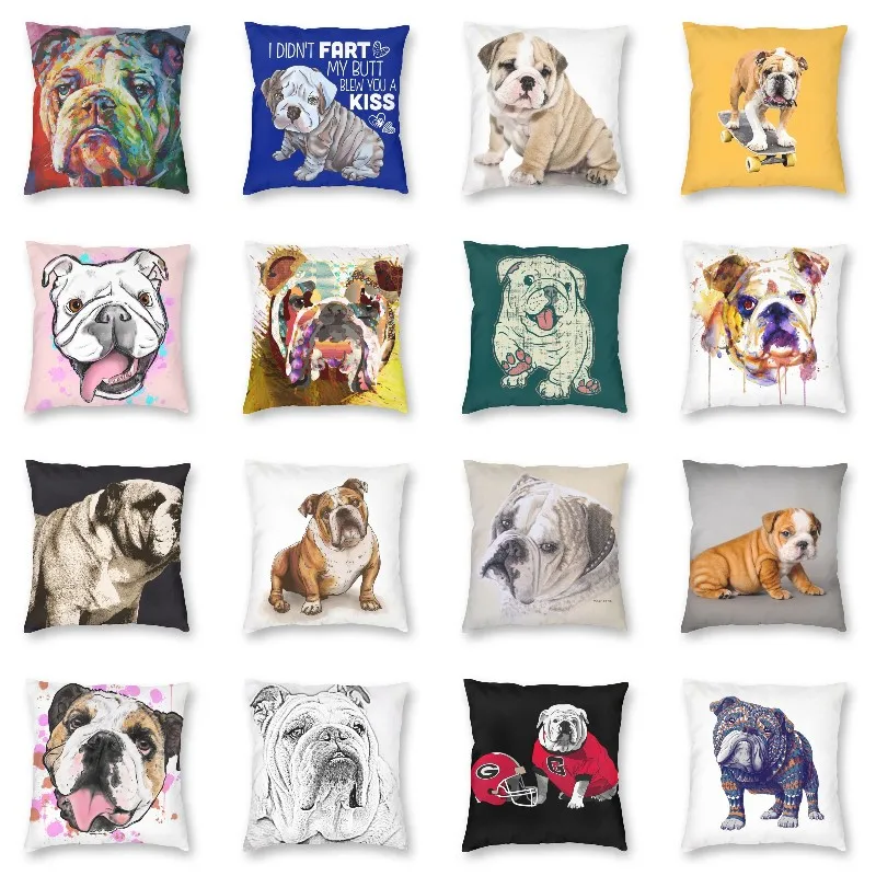 

Nordic English Bulldog Cushion Cover Pets Doggo Dogy Funny Puppy Floor Pillow Case for Living Room Pillowcase Home Decoration
