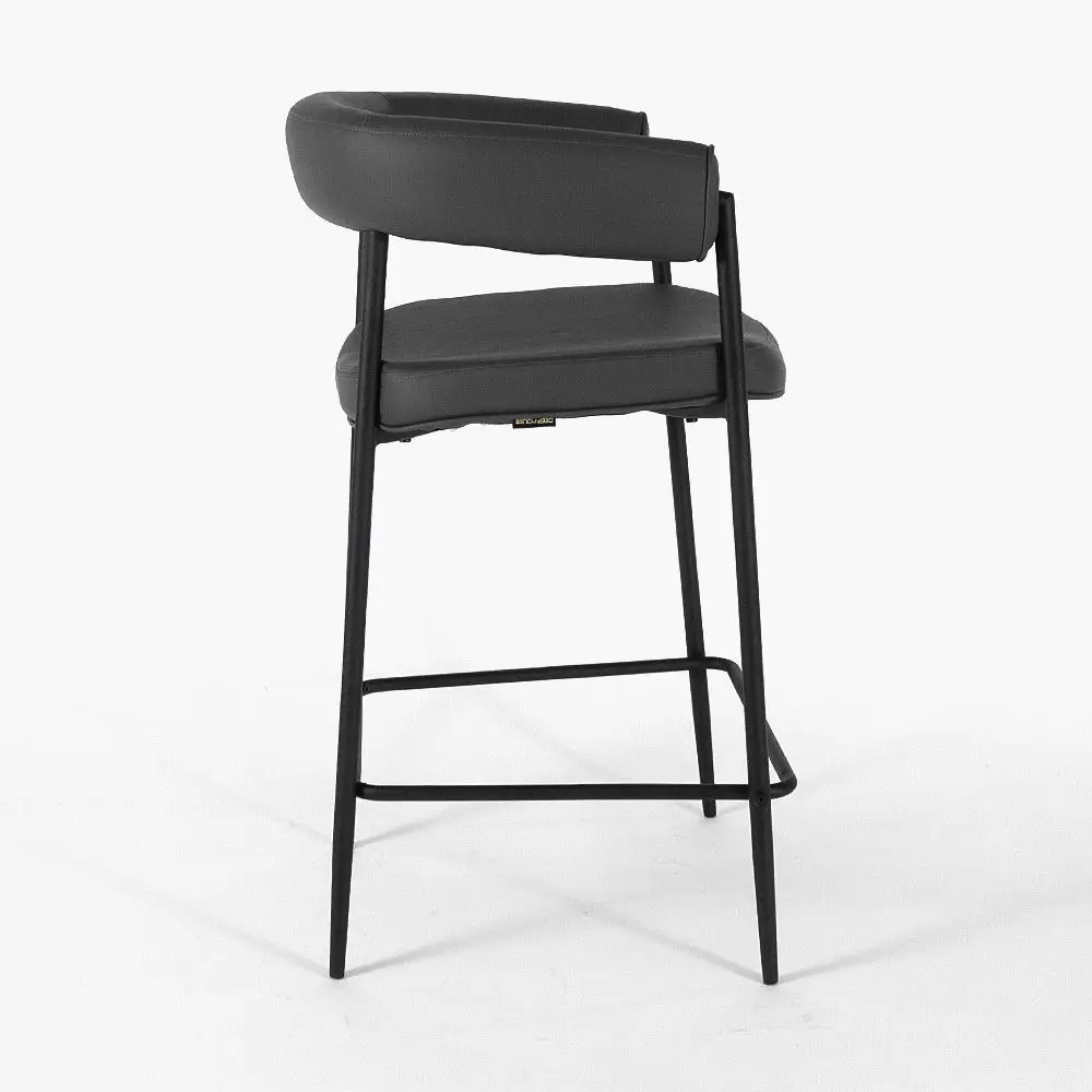 Стул полубарный Манчестер темно-серая экокожа ножки металл черный для кафе