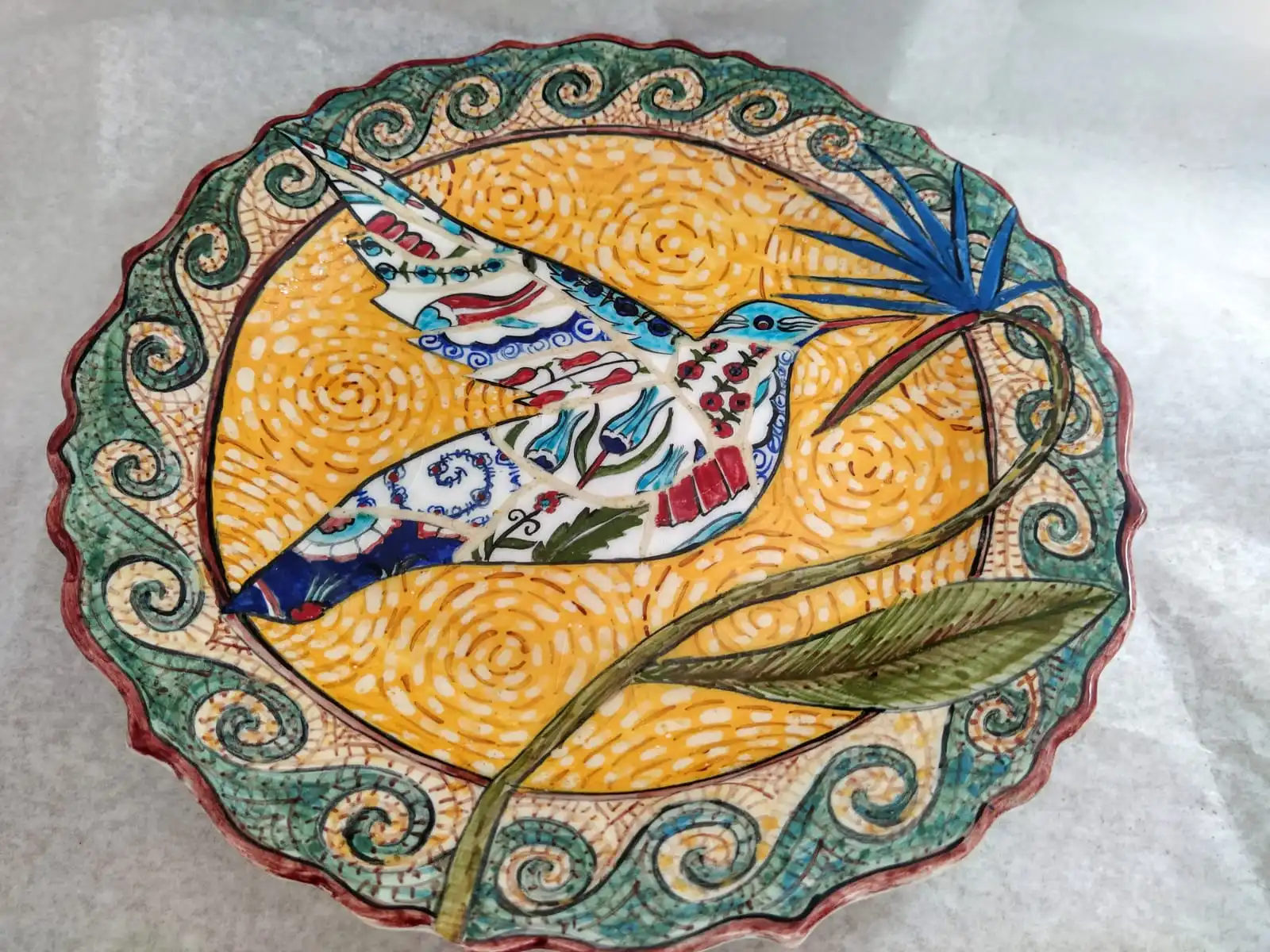 

Finecraft Handmade 100% Original and Original Design Ceramic, Tile Decorative Plate Es-612