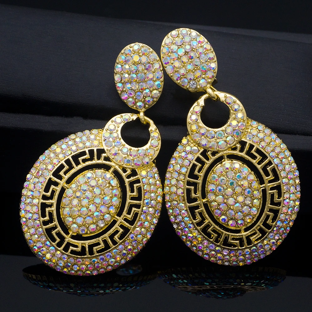 

Hoop Earrings For Women Copper High Quality Shining Zircon Drop Earrings For Wedding Accessory