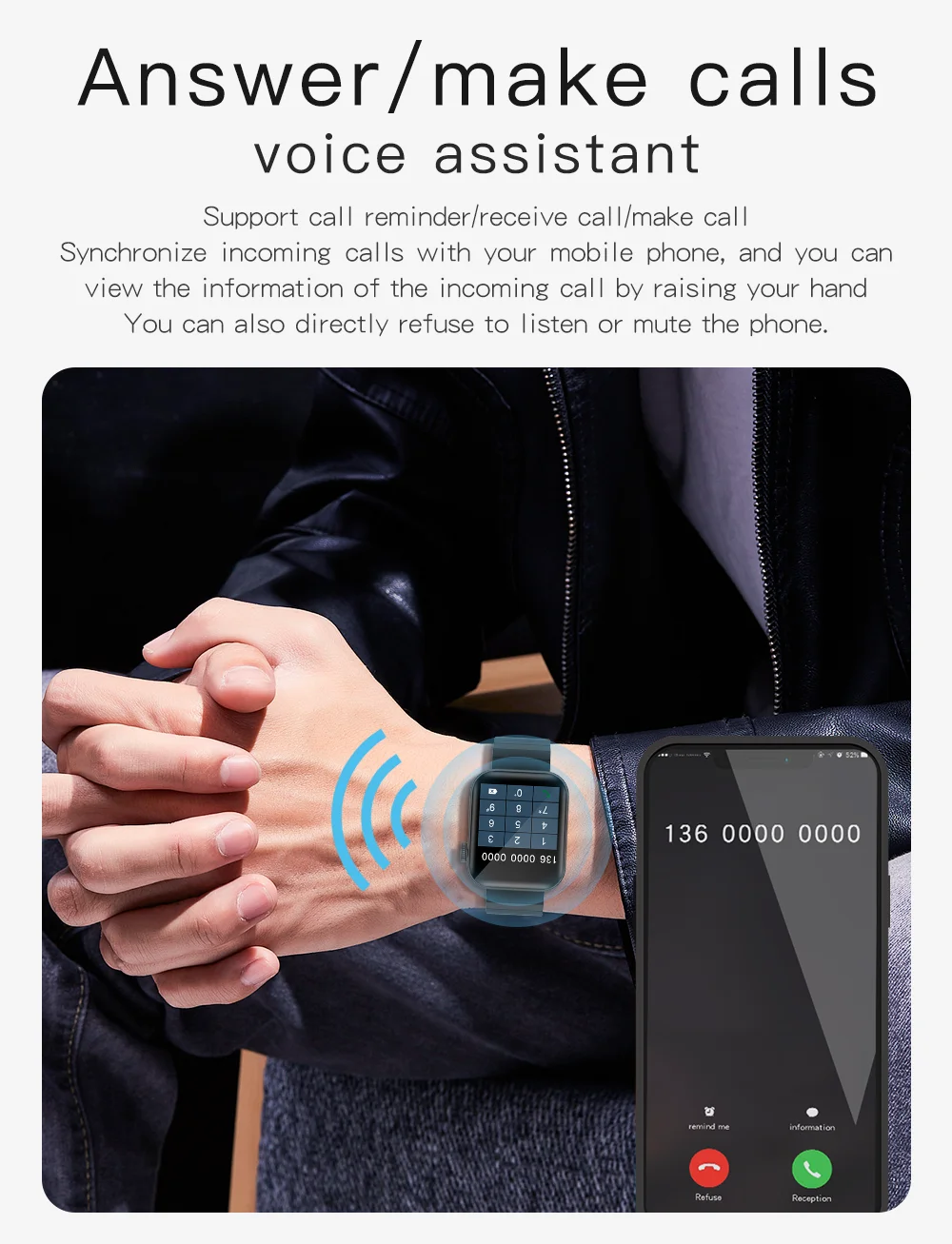 

P40 fashion smart watch 1.65 inch IPS waterproof watch Bluetooth hands-free call MTK2502C for Android IOS PK T500 IWO8 W54 W26