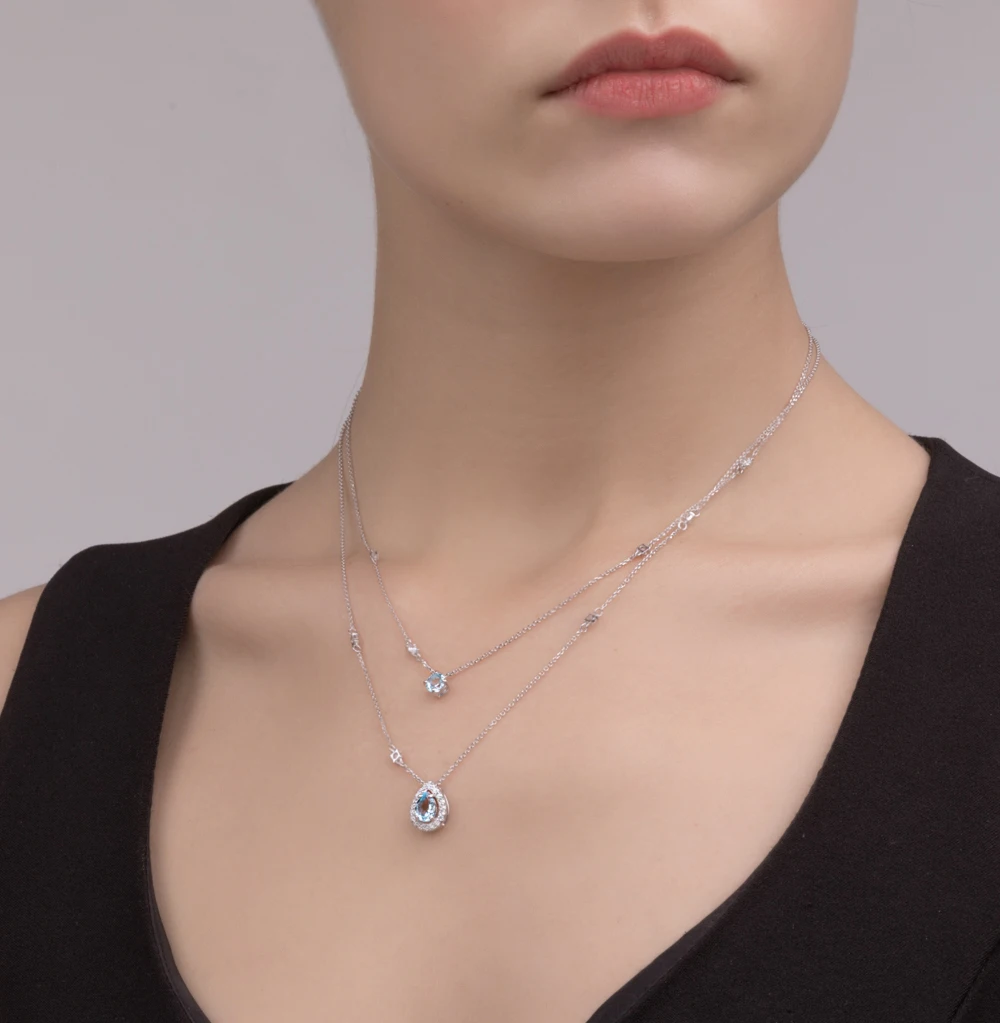 Серебряное колье с топазами и фианитами SUNLIGHT проба 925 | Украшения аксессуары