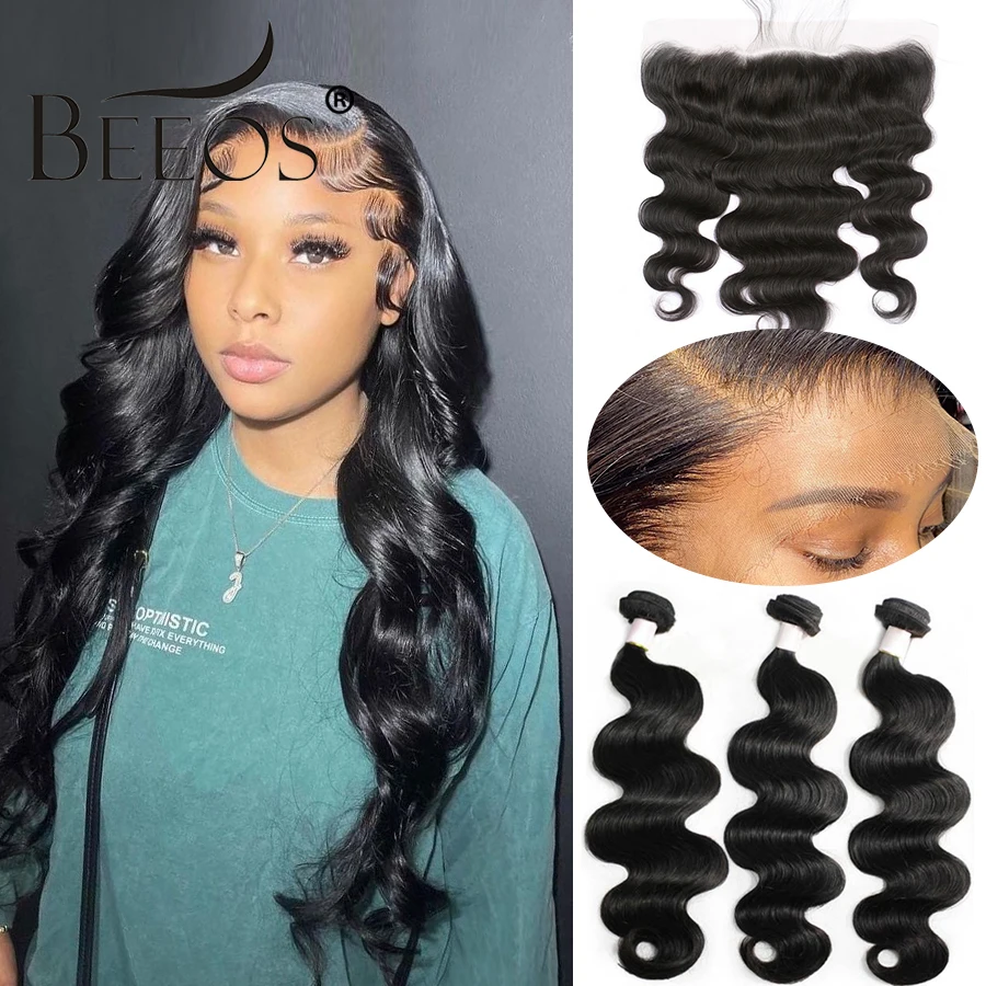 Body Wave Bundles With Frontal 13*6 HD Lace Frontal Human Hair Bundles With Closure 5*5 HD Closure Hair Extensions Human Hair