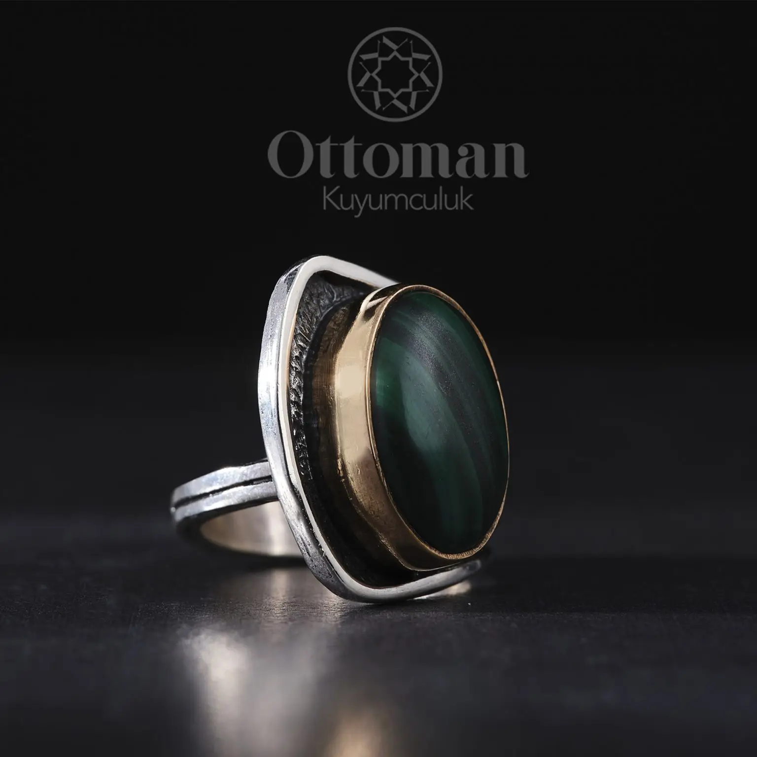 Our Women's Ring Model with Malahit Stone is made of 925 Sterling Silver The structure of the eye-catching orginal malachite sto