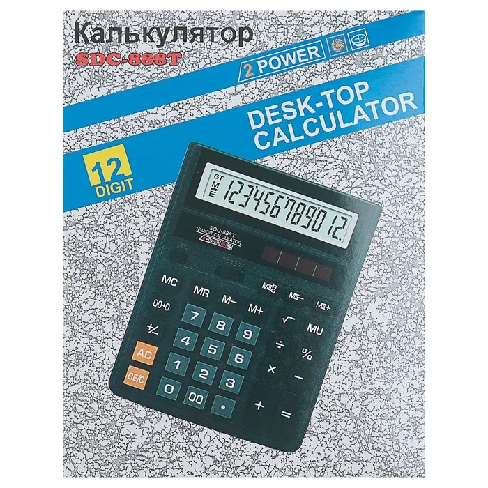 Калькулятор настольный 12 - разрядный SDC 888T питание от батарейки таблетки |