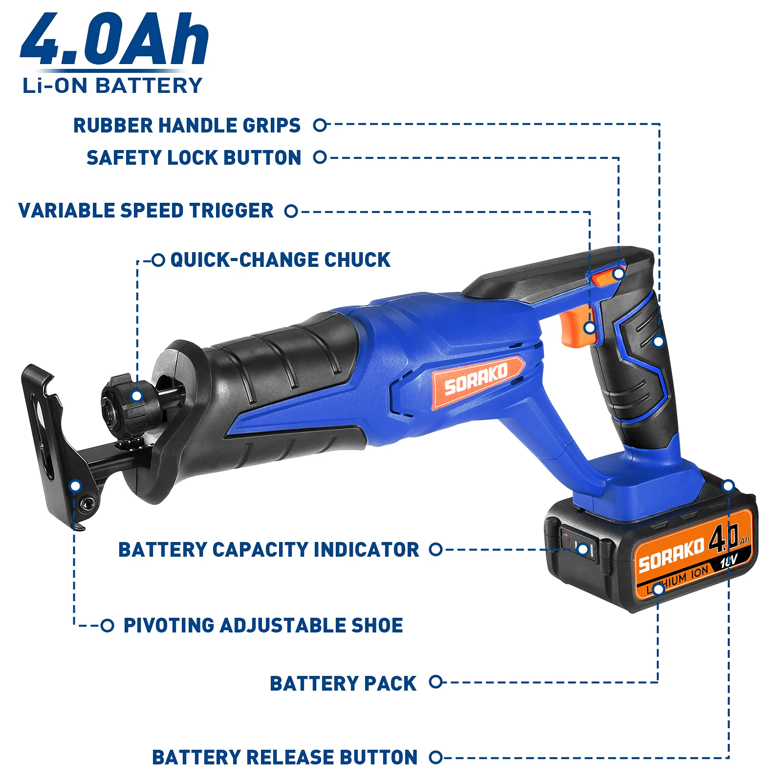 Сабельная пила SORAKO дрель makita 18V аккумуляторная с возвратно-поступательным