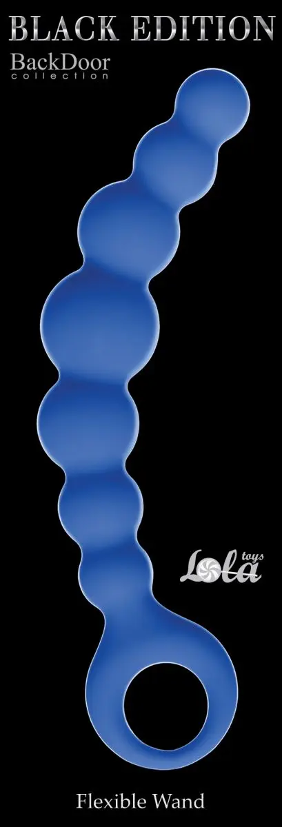 Синяя упругая анальная цепочка Flexible Wand - 18 см. |