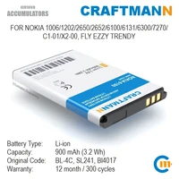 craftmann battery for nokia 1006120226526100613163007270x2 00 fly ezzy trendy bl 4csl241bl4017bl4505cp10bl 4v