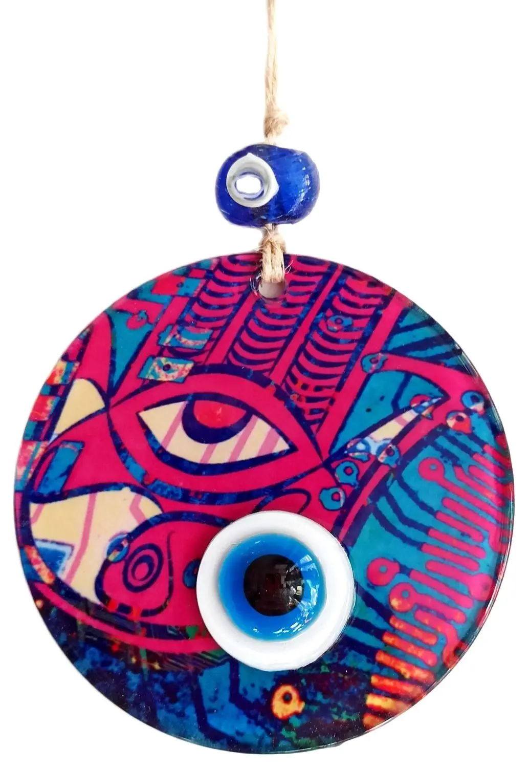 

Evil Eye Beaded Wall Ornament Made With 12 Centimeter Fusion Glass Craft