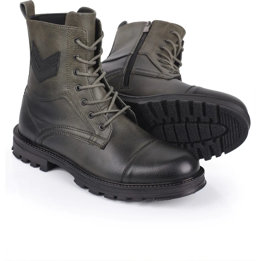 

Winter Snow Genuine Leather Boots For Men Ankle Round Shoes Toe Black Motorcycle Fashion Man Autumn Warm Ladies Pu Botas Hot Real Short Heel Footwea Lace-Up Cansino