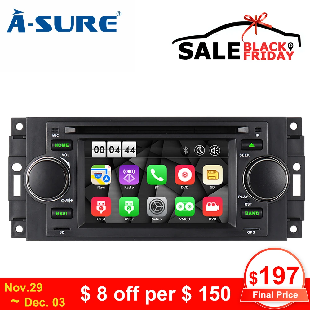 A-Sure 5 ''Авто Радио DVD стерео gps навигация для Jeep Grand Cherokee 2002-2004 Jeep Wrangler 2003-2006 16G rom OBD