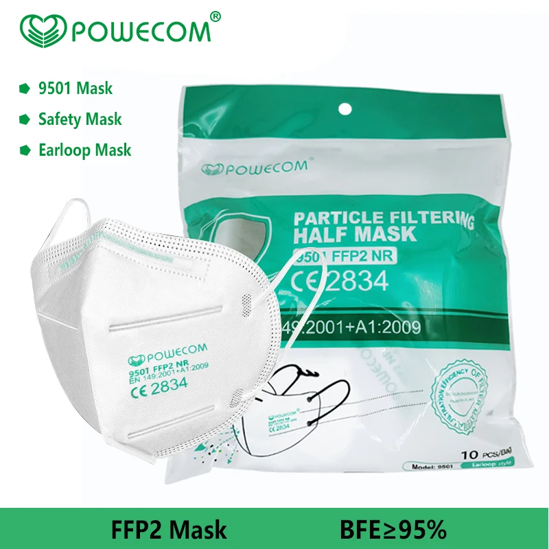10/20 Вт 30 50 шт. POWECOM FFP2 маски для лица ffp2mask ce многоразовый уход за кожей маска