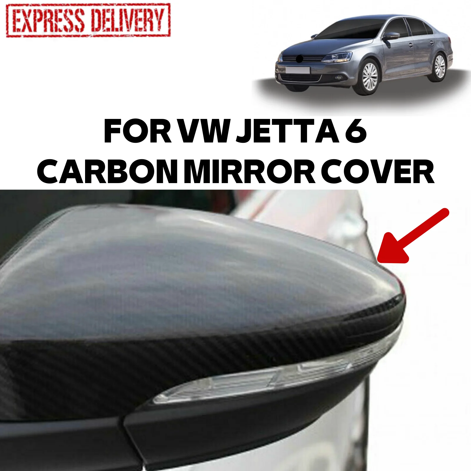 

FOR VW JETTA 6 2010-2014 2 PCS CARBON FIBER SIDE MIRROR COVER BLACK DARK CAR ACCESSORY PARTS EKİPMAN BRAND MODEL PACKAGE DOOR