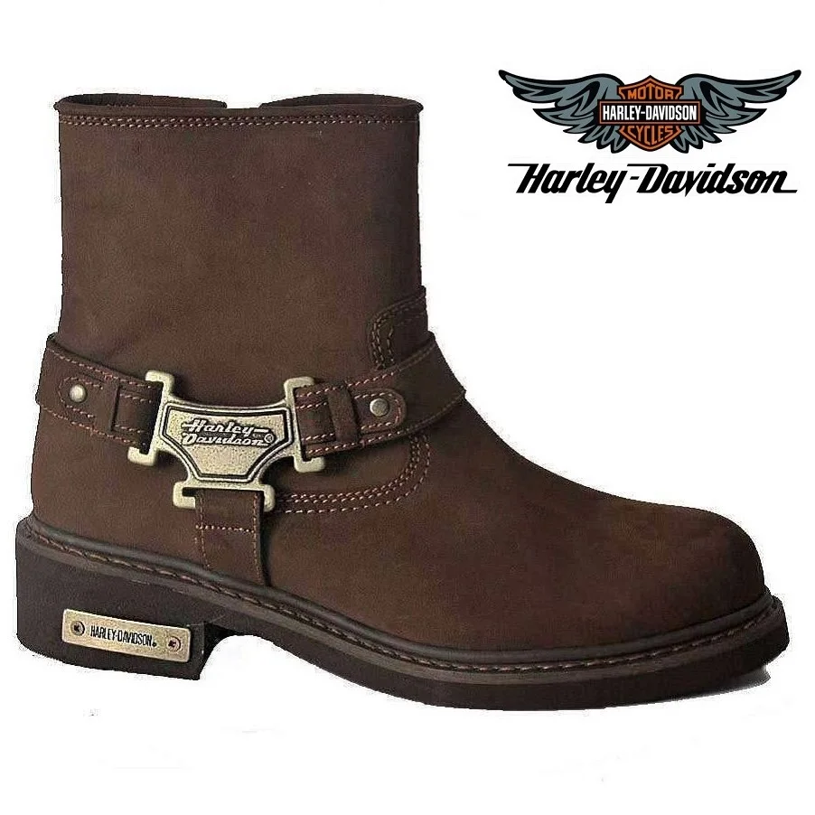 

Original Harley Davidson Mens Boots Brown Black Estes Genuine Leather Shoes Waterproof Casual Motorcycle Cowboy Brand Botas