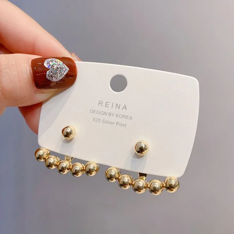 

New Design Personality Back Hanging Geometric Metal Stud Earrings For Women Korean Fashion Jewelry Girl's Party Unusual Earrings