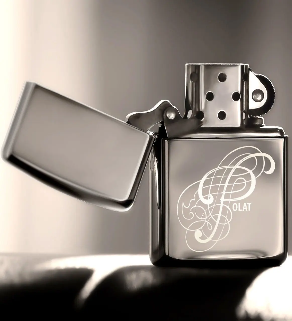 

Personalized P Letter Gasoline Silver Gray Metal Lighter (Model 3)