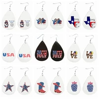9 pairs set diy faux leather earrings happy 4 th of july stock wholesale customize your logo