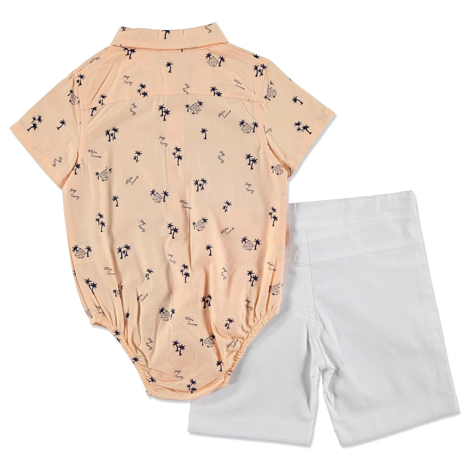 

Flaneur Baby Boy 2 Piece Short Sleeve Polo Neck Cotton Hawaii Jumpsuit Shorts Summer Outfit Toddler Clothes