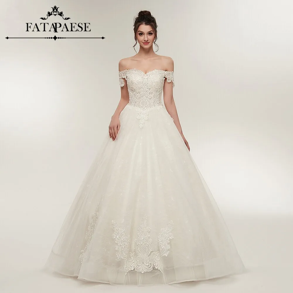 Романтическое бальное платье с открытыми плечами свадебные платья 2019 кружевные