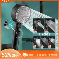 bathroom shower black 5 modes adjustable high pressure handheld water saving replacement shower head with stop button faucet set