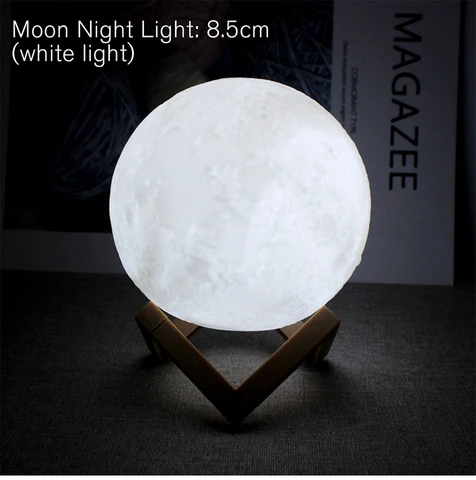 Светодиодная лампа-Луна 8 см, ночсветильник на батарейках с подставкой, звездная лампа, украшение для спальни, ночсветильник, подарок для детей, Лунная лампа
