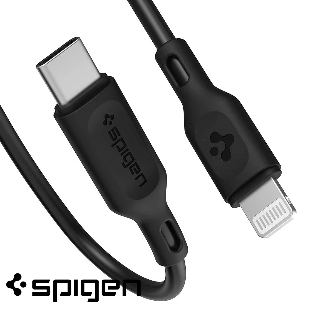 Spigen Essential USB C to Lightning черный и белый (поддерживается энергосбережение) быстрая