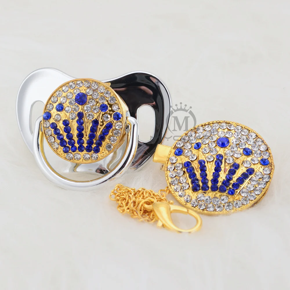 MIYOCAR Золотая красивая принцесса блестящая синяя/Розовая Корона соска и зажим