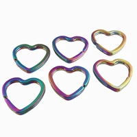 10pcs metal key holder split rings keyring love heart rainbow color cute keychain key fob split ring keyring findings