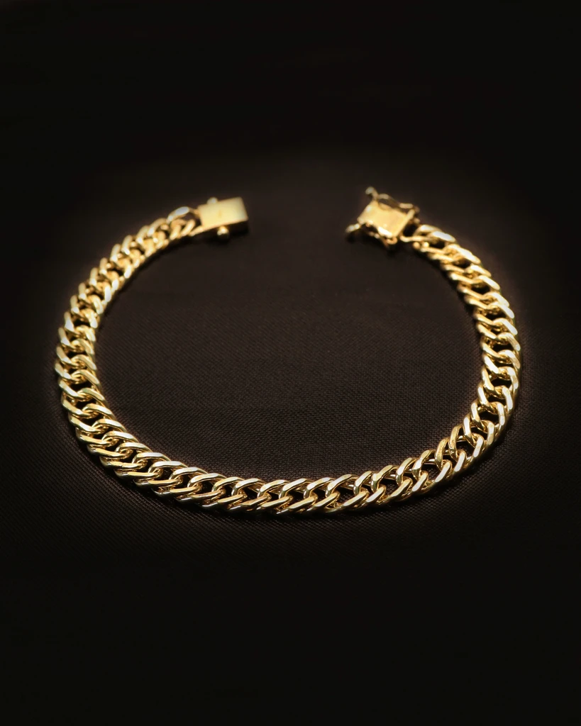 

GRUMET 7MM Old Coin Bracelet Identical to 18K Gold (Eternal Guarantee in Color) Does not peel, does not darken
