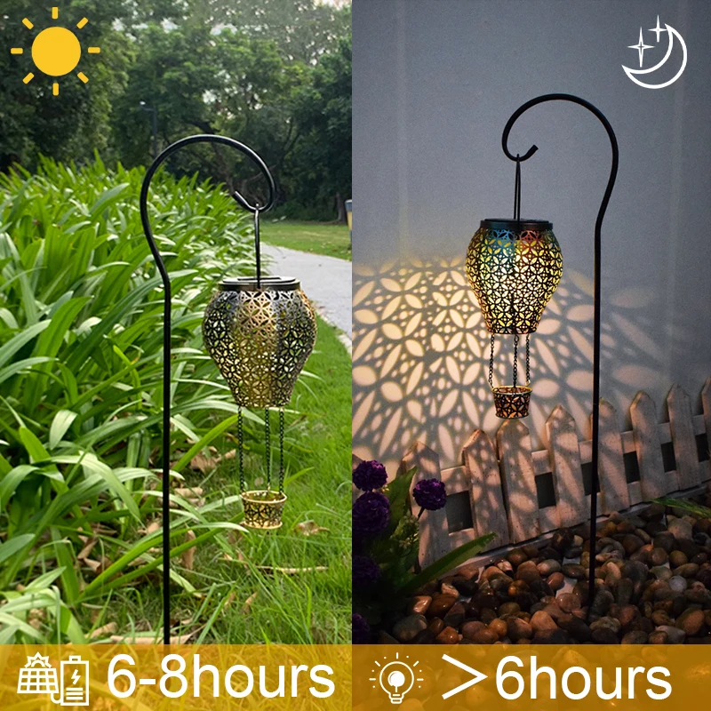 

Ship From EU Hot Air Balloon Solar Lanterns Outdoor Waterproof Metal Hanging Solar Lights Solar Power Lighting For Garden Yard