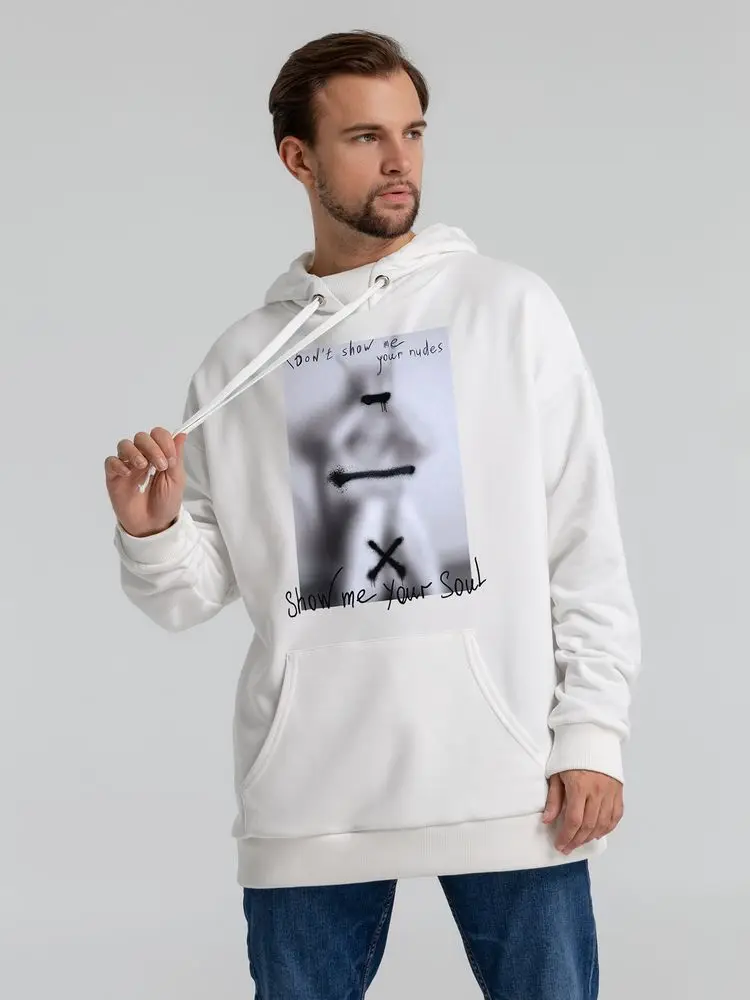 Худи оверсайз Покажи мне свою душу молочно-белое размер XS/S