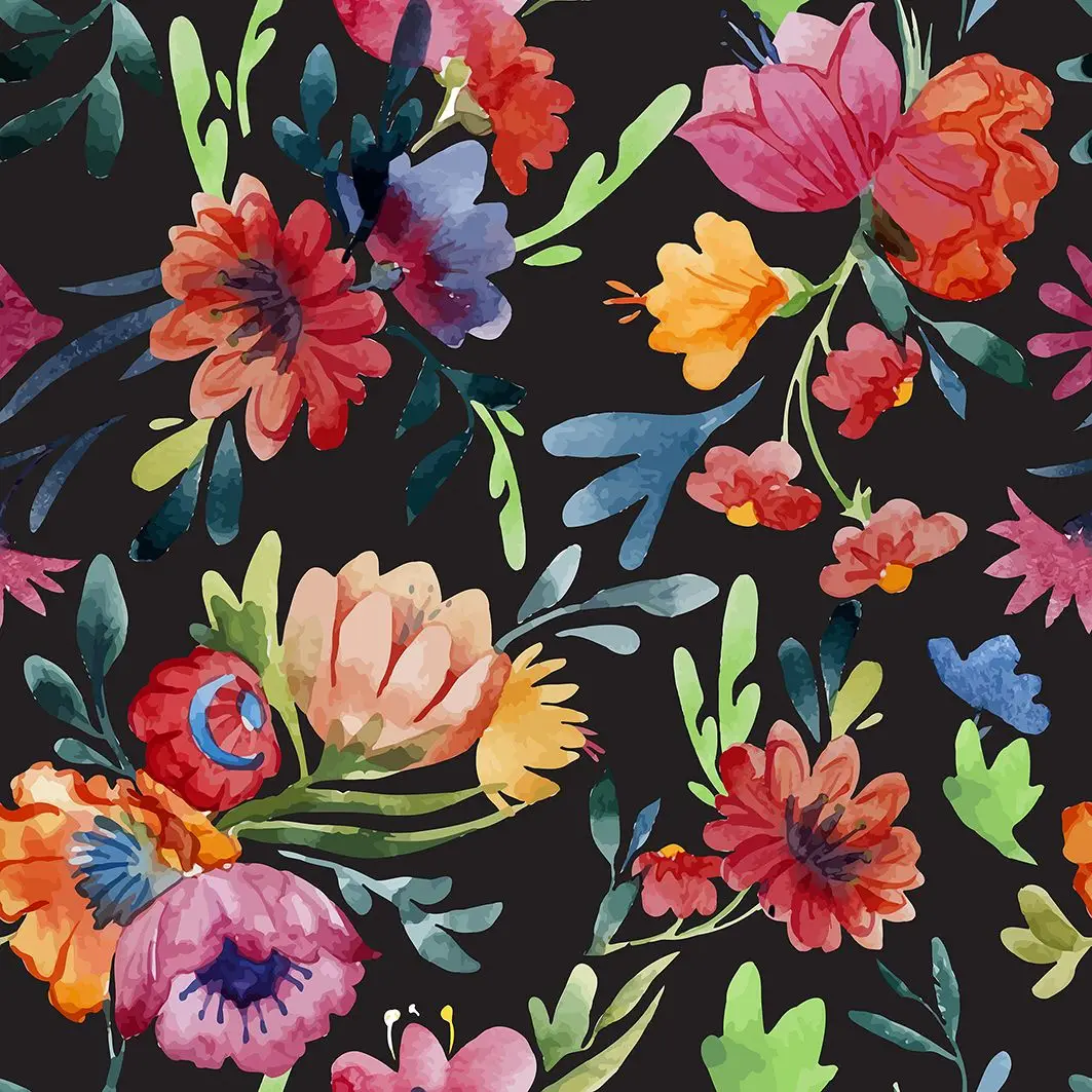 

Curtain Watercolor Pattern With Red Pink Flowers Floral Colourful Design Tropical Theme
