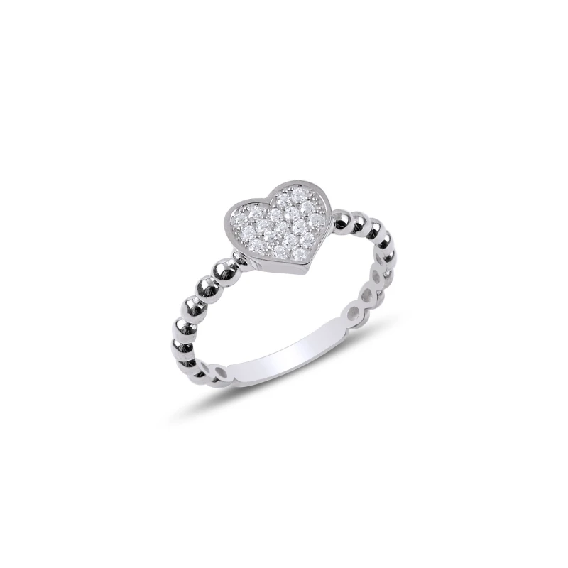 

Silver 925 Sterling Zircon Stone Heart Ring