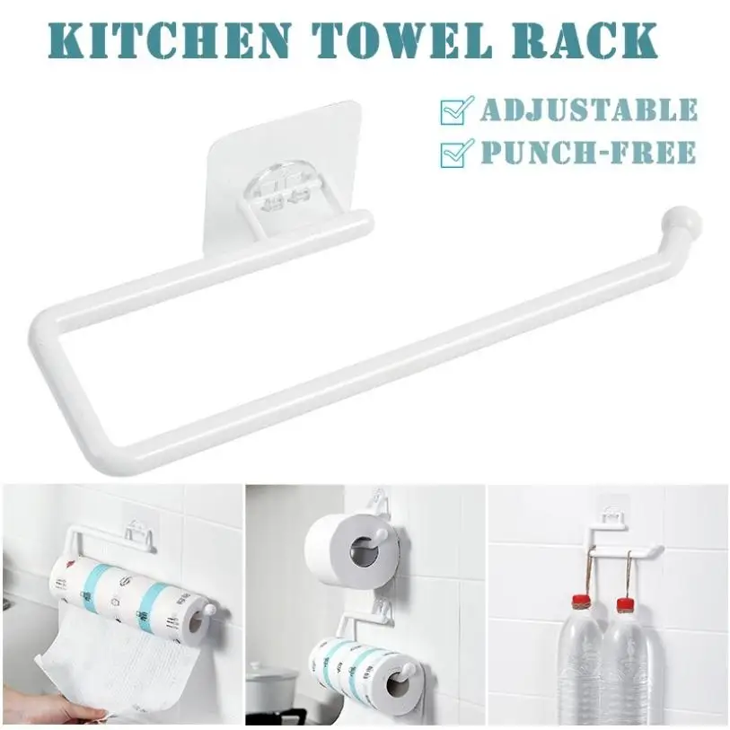 

Kitchen Bar Paper Roll Holder Wall Mounted Towel Hanger Rack Storage Bathroom Organizer Shelf Toilet Paper Holder for Home