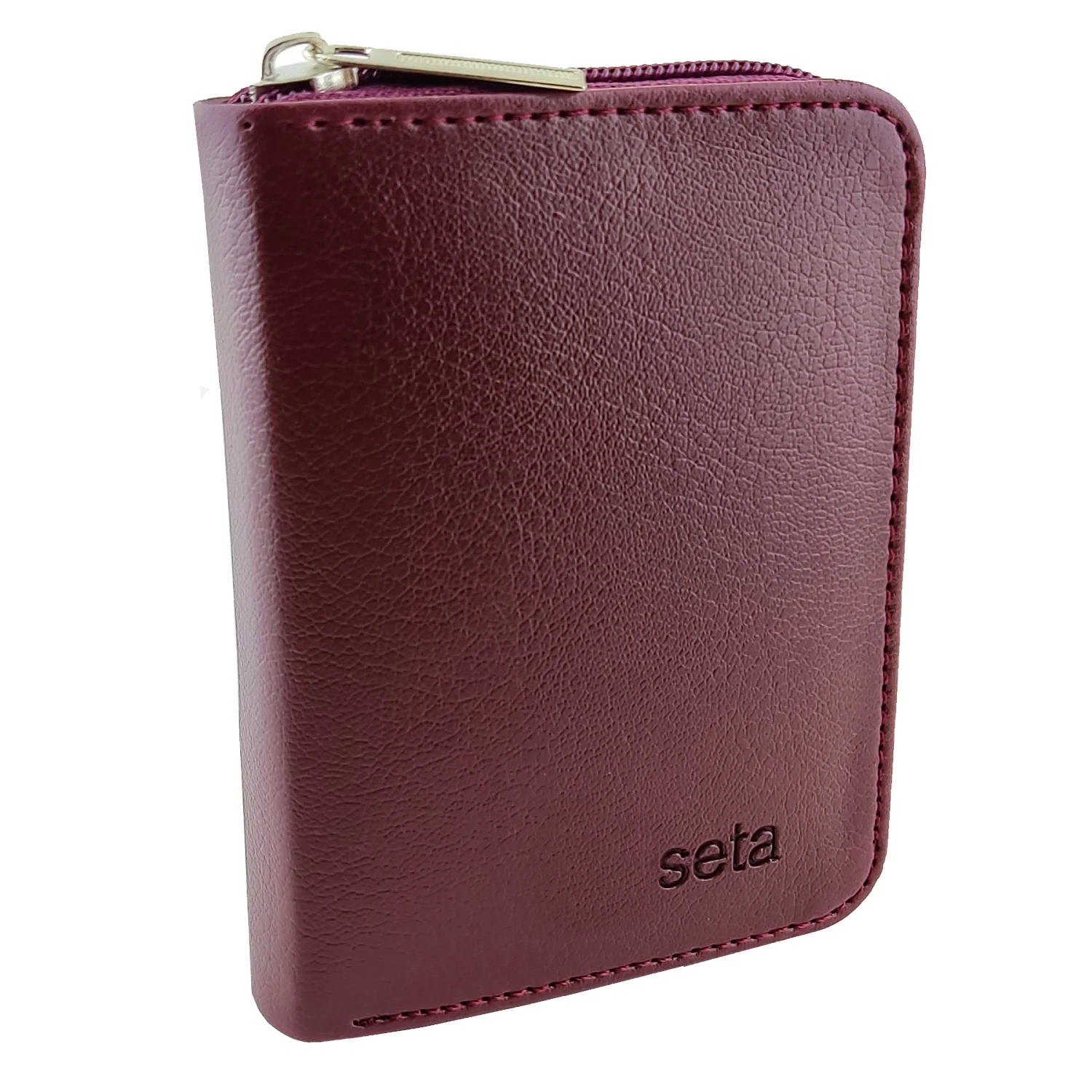 

Seta Unisex 11 Compartment Zippered Card Holder Hand Wallet Claret