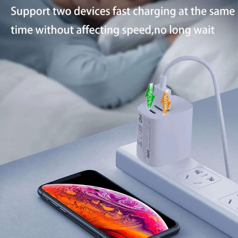 PD20W Быстрое зарядное устройство QC 3.0 Type-C USB ЗУ адаптер с двумя портами 20В для iPhone 8 X