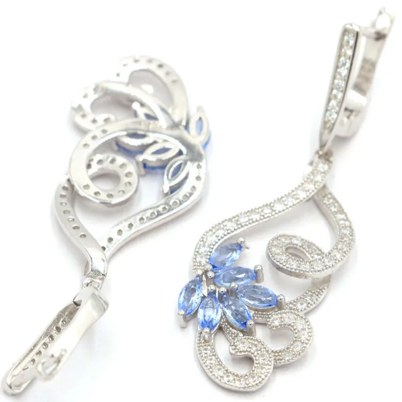 Серьги женские из серебра 7 85 пробы с натуральным красным рубином и танзанитом 49