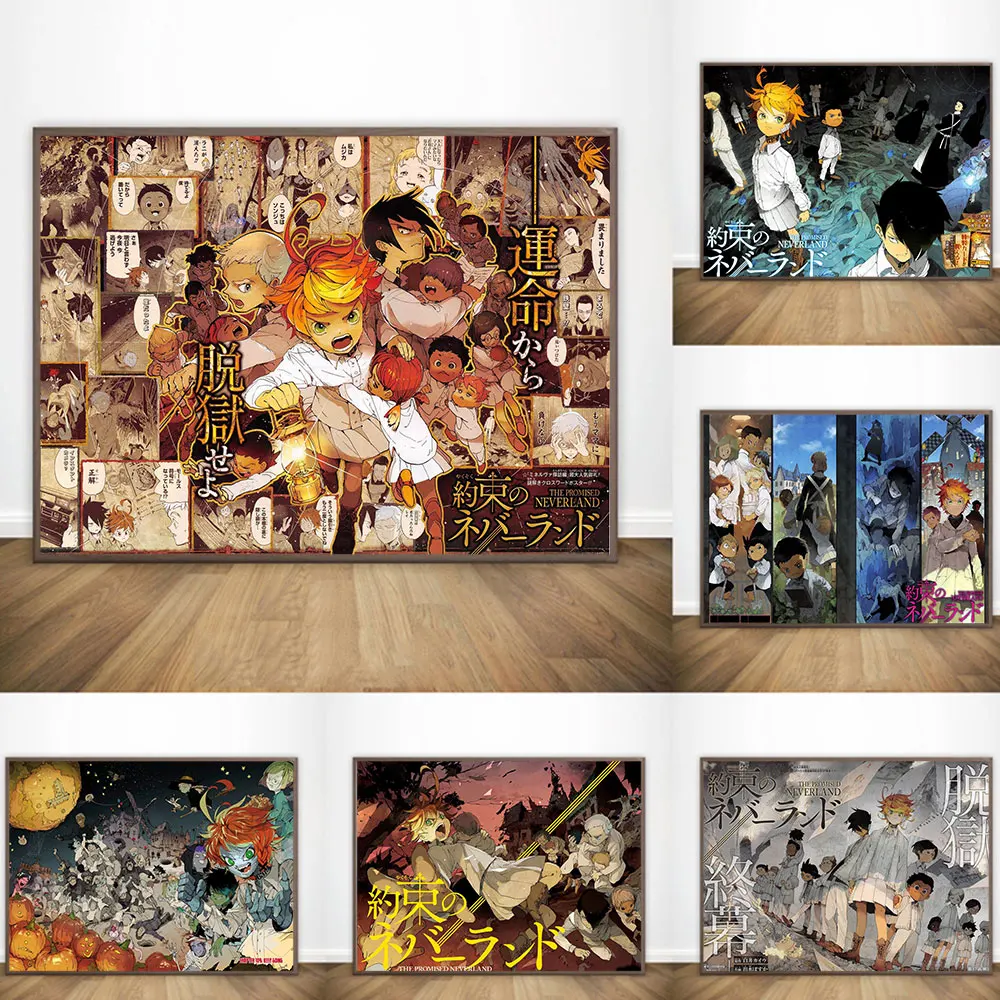 

Japanese Anime Vintage The Promised Neverland Canvas Painting Wall Art Posters and Prints Picture Living Room Home Decor Cuadros