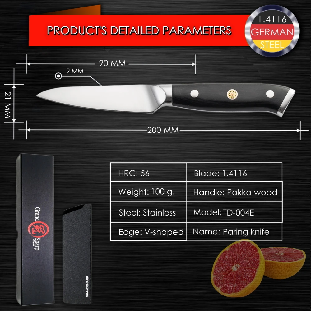 3.5 inch paring Grandsharp Набор ножей для повара немецкие Стальные Кухонные ножи Santoku Boning Bread Paring Cleaver домашний декор подарок шеф-повара на Рождество - Цвет: 3.5 inch paring