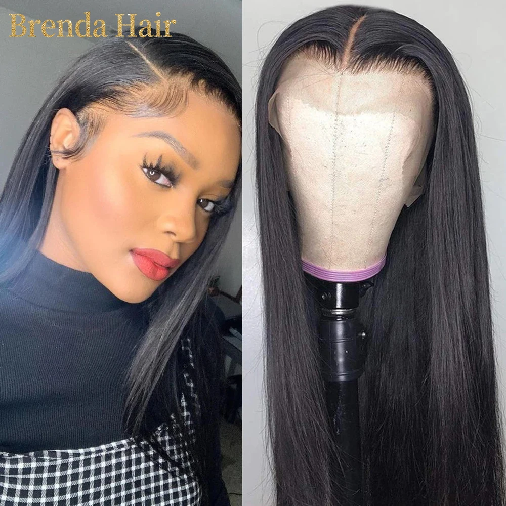 

Bone Straight Human Hair Lace Front Wig For Black Women Brazilian Glueless HD Lace Frontal Human Hair Pre Plucked Closure Wigs