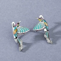 hummingbird earrings for women vintage creative enamel colorful flower womens wedding earrings handmade female jewelry gift