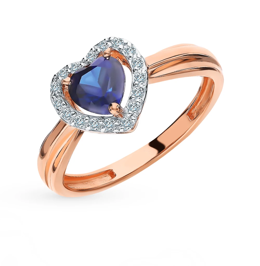 Gold ring with sapphires and diamonds sunlight sample 585 | Rings